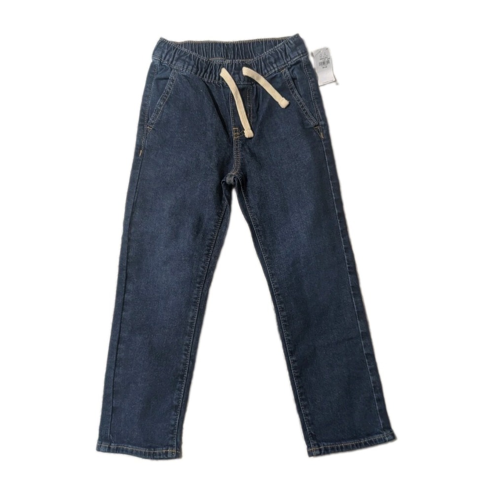 Old Navy Kids Straight Pull-On Jeans Size XS 5 NWT Dark Wash Drawstring